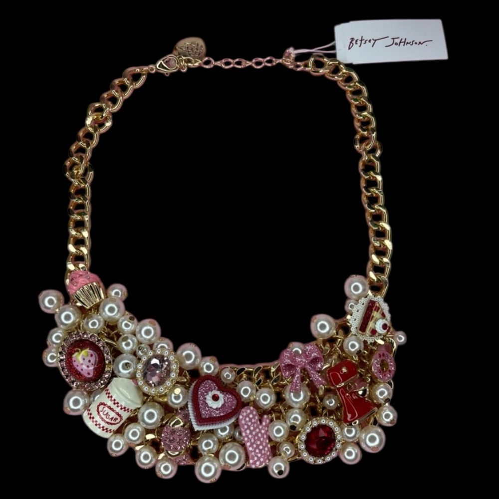 BETSEY JOHNSON Baby Cakes Glam Statement Multi-Charm Revival Necklace NEW NWT
